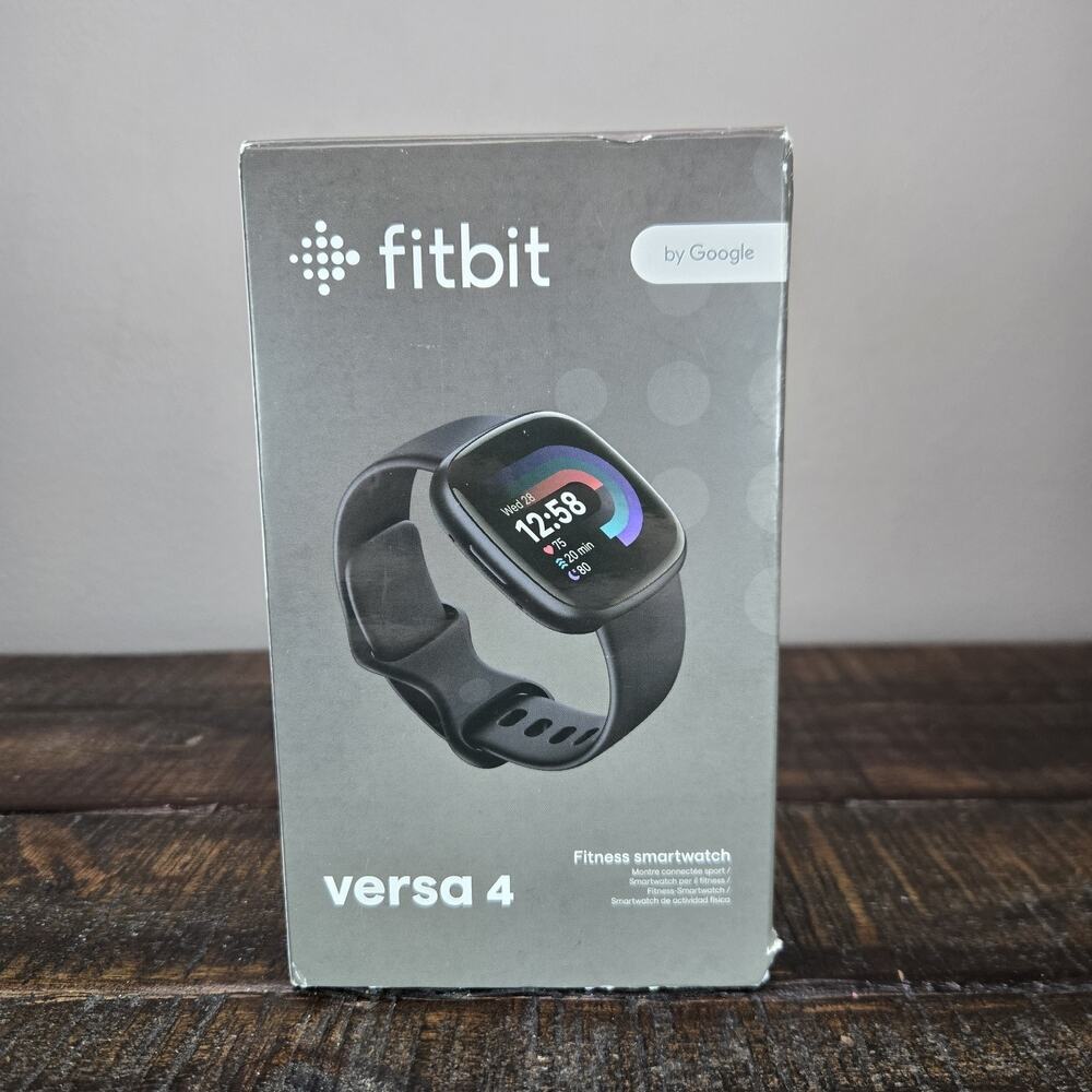 Fitbit Versa 4 Fitness Smartwatch Graphite Aluminum Black Infinity Band 2 Bands
